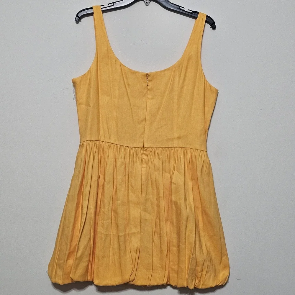 Gianni Bini Dress‎ Size 4 Yellow Linen Blend Mini Shift Sleeveless Lined 226-422